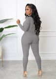 Casual Sports Zipper Long Sleeve Jumpsuit MZ-2764