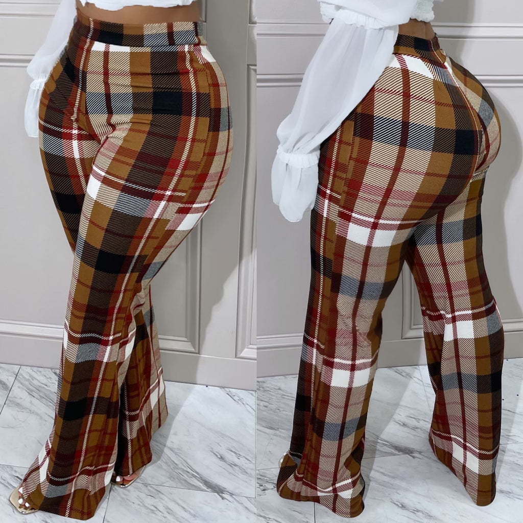 STATEMENT CLOTHING | ﻿PLAID SLIM FIT PANTS PL-302-RED main image 1