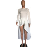 Plus Size Fashion Solid Ruffle Dress XMY-9044