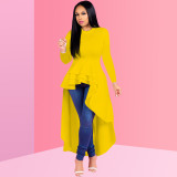 Plus Size Fashion Solid Ruffle Dress XMY-9044