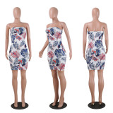 Plus Size Sexy Print Wrap Chest Dress NY-8342