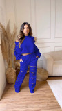 Solid Broken Hole Fashion Hollow Out Sports Suit MEM-88463