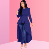 Plus Size Fashion Solid Ruffle Dress XMY-9044