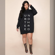 Plus Size Letter Printed Fashion Casual Sweatshirt Dress OSIF-21027