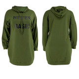 Plus Size Letter Printed Fashion Casual Sweatshirt Dress OSIF-21027