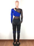 Mesh Splice Bodysuits And Pants Two Piece Set LA-3168
