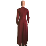 Plus Size Fashion Solid Ruffle Dress XMY-9044