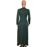 Plus Size Fashion Solid Ruffle Dress XMY-9044