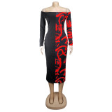 Plus Size Patchwork Print Maxi Dress AIL-073