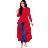 Plus Size Fashion Solid Ruffle Dress XMY-9044