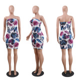 Plus Size Sexy Print Wrap Chest Dress NY-8342