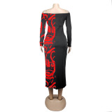 Plus Size Patchwork Print Maxi Dress AIL-073