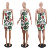 Plus Size Sexy Print Wrap Chest Dress NY-8342