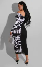 Plus Size Patchwork Print Maxi Dress AIL-073