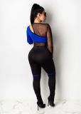 Mesh Splice Bodysuits And Pants Two Piece Set LA-3168