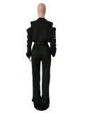 Solid Broken Hole Fashion Hollow Out Sports Suit MEM-88463