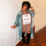 Plus Size Letter Printed Fashion Casual Sweatshirt Dress OSIF-21027