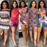 Fashion Print Long Sleeve Mini Dress GLF-10113