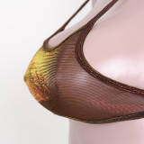 Mesh See Through Sling Top And Skirts Two Piece Set JZHF-8030