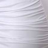 Solid Color Ruched One Shoulder Top And Skirt Two Piece Set JZHF-8028