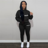 Letter Print Hooded Sweatshirt Two Piece Pant Sets FSL-F182