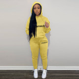 Letter Print Hooded Sweatshirt Two Piece Pant Sets FSL-F182