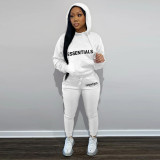 Letter Print Hooded Sweatshirt Two Piece Pant Sets FSL-F182