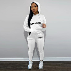 Letter Print Hooded Sweatshirt Two Piece Pant Sets FSL-F182
