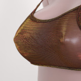 Mesh See Through Sling Top And Skirts Two Piece Set JZHF-8030