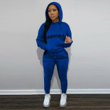 Letter Print Hooded Sweatshirt Two Piece Pant Sets FSL-F182
