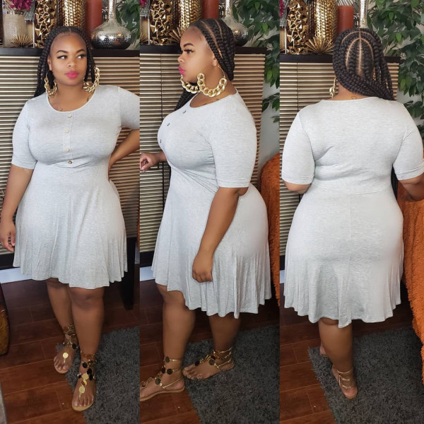 Plus Size Solid Pullover Dress 5XL OSM-6084