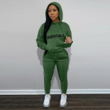 Letter Print Hooded Sweatshirt Two Piece Pant Sets FSL-F182