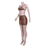 Mesh See Through Sling Top And Skirts Two Piece Set JZHF-8030