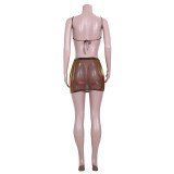 Mesh See Through Sling Top And Skirts Two Piece Set JZHF-8030