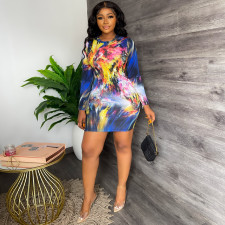 Fashion Print Long Sleeve Mini Dress GLF-10113