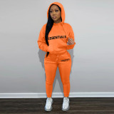 Letter Print Hooded Sweatshirt Two Piece Pant Sets FSL-F182