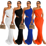 Sexy Solid Slash Neck Sleeveless Maxi Dresses YF-10285