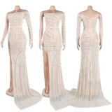 Sexy Hot Drilling Mesh See Through  Slim Club Dress NY-2573
