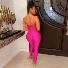 Sexy Solid Color Tube Top Slim Jumpsuit CYA-900139