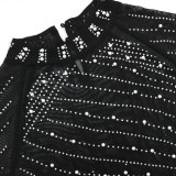 Sexy Mesh See-Through Hot Drilling Irregular Dress CYA-900128