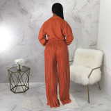 Casual Solid Tie-Up Tops And Loose Pant 2 Piece Set YF-10313