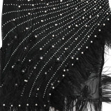 Sexy Mesh See-Through Hot Drilling Irregular Dress CYA-900128