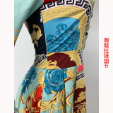 Fashion Printed Long Sleeve Shirt Dress XHXF-888