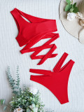 Sexy Bikinis Single Shoulder Cross Bandage Swimsuit CASF-6499