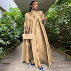 High Collar Loose Big Swing Maxi Dress MUE-3446