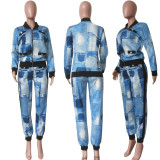 Houndstooth Print Jacket And Pants 2 Piece Suits HMS-5401