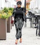 Houndstooth Print Jacket And Pants 2 Piece Suits HMS-5401