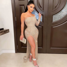 Sexy Hot Drilling Mesh See Through  Slim Club Dress NY-2573