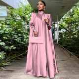 High Collar Loose Big Swing Maxi Dress MUE-3446