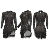 Sexy Mesh See-Through Hot Drilling Irregular Dress CYA-900128